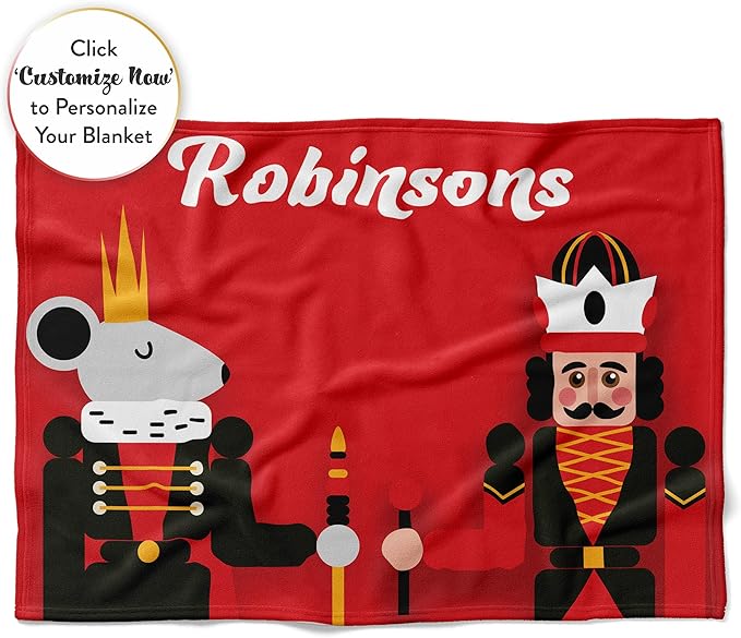 Custom Nutcracker Throw Blanket | Warm Fuzzy Christmas Blankets | Plush Fleece Sofa Throw | Bedding | Holiday Home Decor | Nutcracker Figures | Super Soft Red Couch (Fleece 50x60)