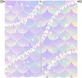 Mermaid Curtains, Gradient Color Pink Purple Pearl Ocean Theme Mermaid Fish Scale Print Decoration Suitable for Children Girls Bedroom Nursery Curtains 55x63 Inch
