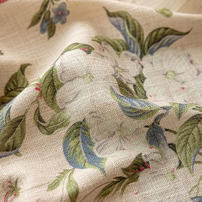 ENJOYBRIDAL Floral Curtains 96 Inches Long Living Room Boho Drapes Bedroom 2 Panels Semi Sheer Vintage Window Curtain Panels Rod Pocket Tassel Farmhouse Nursery Window Treatments