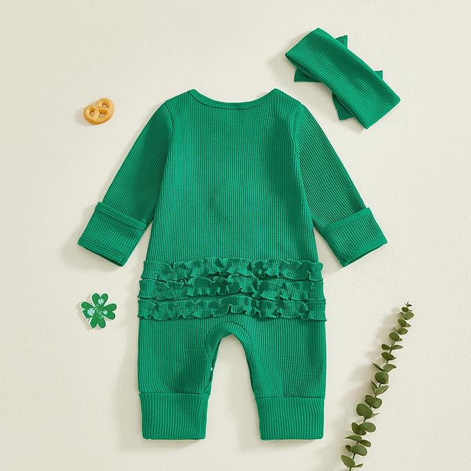 My First First St Patricks Day Baby Girl Outfit Newborn Lucky Clover Jumpsuit Romper Cute Infant Spring Clothes