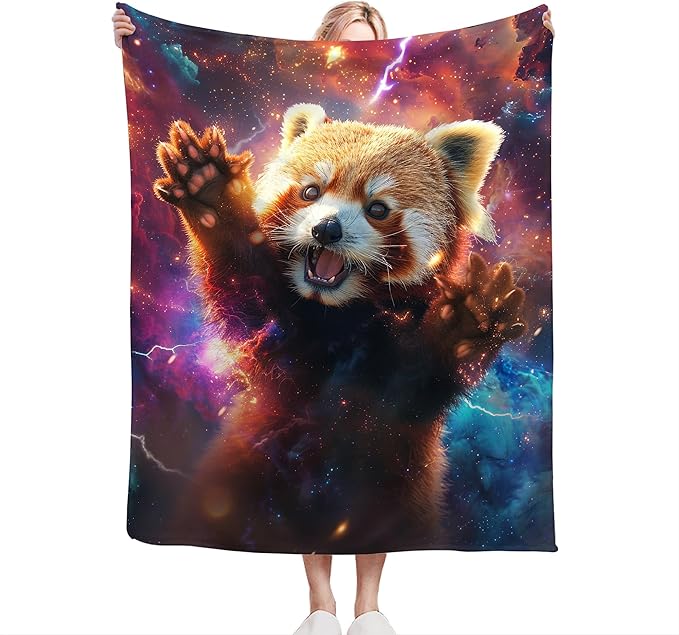 Lesser Panda Blanket Funny Red Panda Gifts for Girls Boys Woman Kids Galaxy Animal Lover Throw Blankets Soft Blanket Warm Fleece Flannel Plush Blankets for Bed Sofa Couch 50"x60"