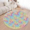 6 ft Large Fluffy Round Rug for Girls Bedroom,Soft Shaggy Rainbow Rugs Plush Fuzzy Circle Area Rug for Living Room Cute Kids Playroom Room Baby Toddler Nursery Colorful Home Decor Aesthetic