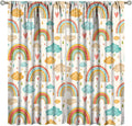 Boho Rainbow Curtains for Kids Nursery Colorful Floral Sun Star Clouds Pastel Bohemian Pattern Print Window Drapes for Girl Bedroom Living Room Kitchen Decor,2 Panel Set,42Wx45H Inch Blackout