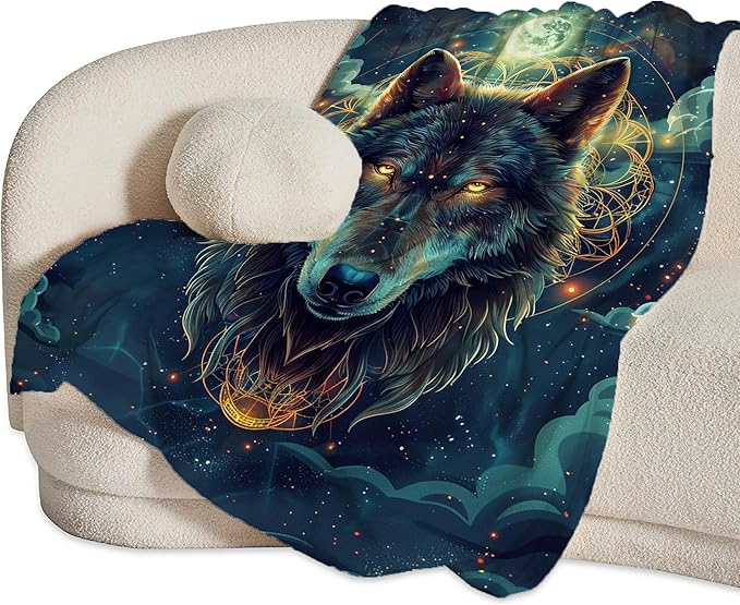 Wolf Blanket Fantasy Wolf Throw Blanket Wolf Gifts and Decor Wolf Blanket for Girls Boys Women Men Kids Adults Soft Warm Cozy Fleece Blanket for Couch Sofa Bed 50"x40"