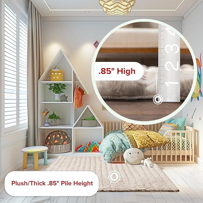nuLOOM Jeni Beige, 2'6" x 10', Solid Faux Rabbit, Fluffy and Cozy, High Traffic, Stain Resistant, Easy Clean, Durable Washable Runner for Bedroom, Living Room, Dining, Den, Foyer, Entryway