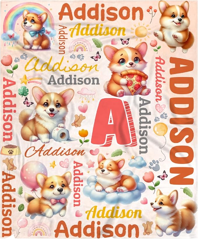 Personalized Custom Corgi Dog Preschool Blanket Gifts for Baby Toddler Kids Boys Girls - Customized Corgi Dog Super Soft Lightweight Flannel Sheets Decor for Crib Nap Couch - 30"x40" for Baby/Pets