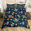 Christmas Bedding Set Cartoon Santa Claus Christmas Tree Comforter Cover for Kids Teens Cute Dino Race Cars Duvet Cover Breathable Gingerbread Man Bedspread Cover Room Decor Quilt Cover Full Size