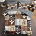 7 Pcs Full Size Comforter Set with 2 Pillowcases & 2 Shams, Cowboy Vintage Brown Bedding for Kids and Adults, Western Bed in a Bag with Flat Fitted Sheet