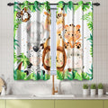 Renaiss 26 x 36 Inch Safari Animal Curtains for Kids Tropical Rainforest Lions Tigers Elephants Giraffes African Jungle Tree Green Leaf Print Window Drapes for Nursery Baby Bedroom Playroom 2 Panels