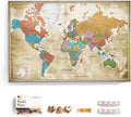 Canvas World Map with Cork Pin Board - English Lettering - Decorative Wall Decoration for All Rooms - Canvas Pictures with World Map Motif (120x80 cm, Pattern 3)