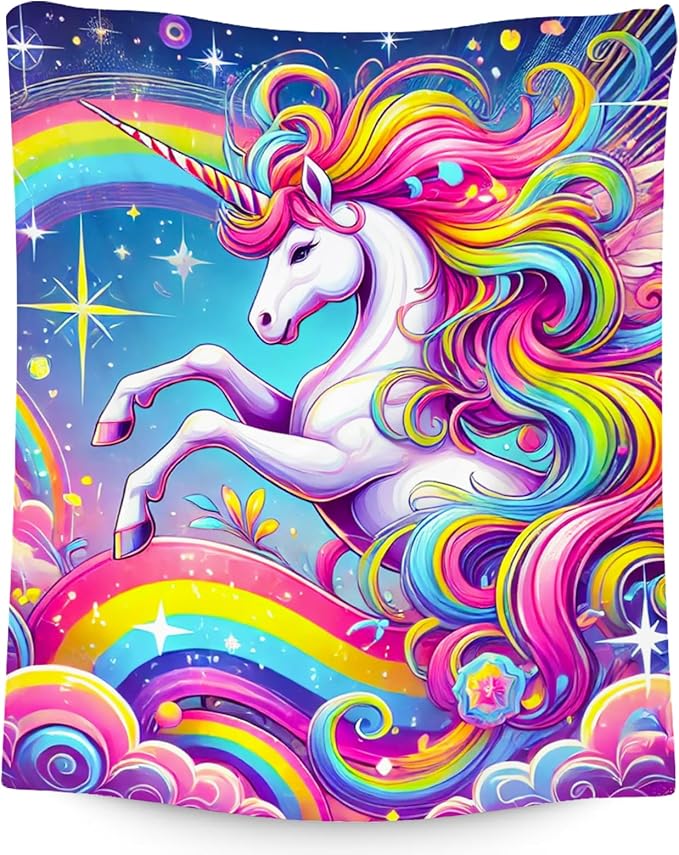 Unicorn Blankets - Kids Blanket Gifts for Girls - Flannel Soft Cute Throws for Room Decor, Couch,Office - 40"x50"