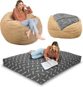 CordaRoy's Chenille Bean Bag-Convertible Bean Bag Chair-Machine-Washable Chenille Fabric Cover-for Basement,Living Room,Game Room,Dorm & More - King Size - Tan | Made in The USA