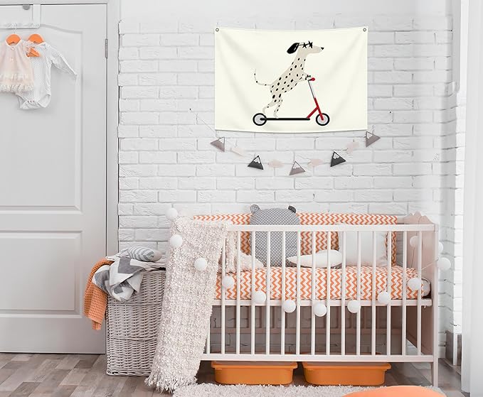 Boy Rectangular Banner Flag Pennant Wall Decor Gift for Baby Boy Kids Teen,Nursery Home Bedroom Playroom Reading Room Front Decor-Dalmatian Scooter-Baby,Shower Birthday Christmas Gift