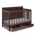 Graco Hadley 5-in-1 Convertible Crib with Drawer (Espresso) – GREENGUARD Gold Certified, Fits Standard Crib Mattress, Converts to Toddler Bed, Daybed and Full Bed, 4 Adjustable Mattress Heights