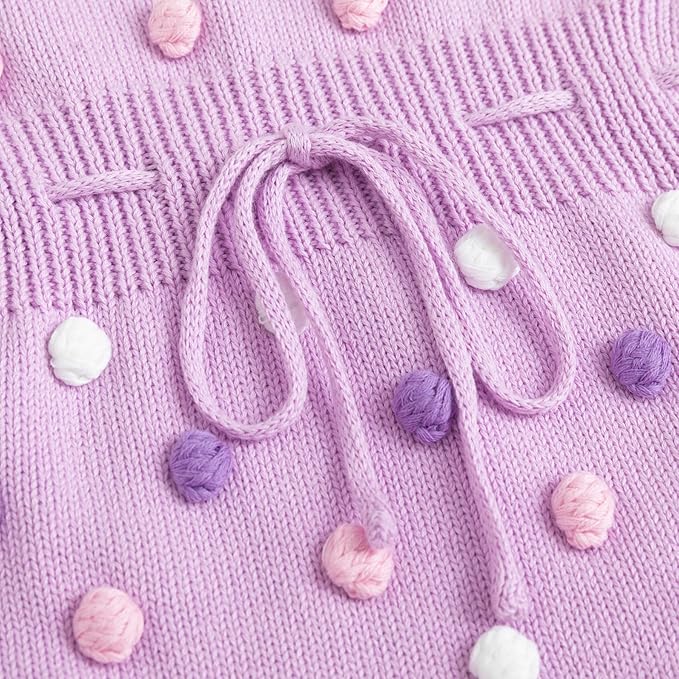 Simplee kids Baby Girl Knit Romper Fall Sleeveless Pompoms Rompers Newborn Little Girl Overall Jumpsuit Outfits