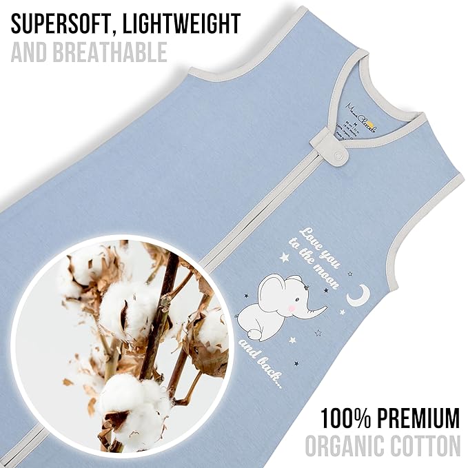 Mama Cheetah Toddler Sleep Sack with Feet, 0.5 TOG Organic Cotton Baby Wearable Blankets with Legs, Baby Sleeping Bag for Walkers, Early Walker 6-18 Month