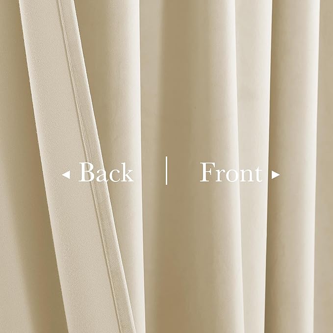 StangH Beige Curtains 120 inches Long High Ceiling Tall Curtains for Party Backdrops, Room Darkening Privacy Sliding Door Panels for Living Room Villa, W52 x L120, 2 Panels