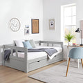 Alaterre Furniture Melody Twin to King Extendable Daybed with Trundle and Storage Drawers – Solid Brazilian Pine Wood with 400lb Capacity for Kids, Guest, or Small Bedroom (Dove Gray)