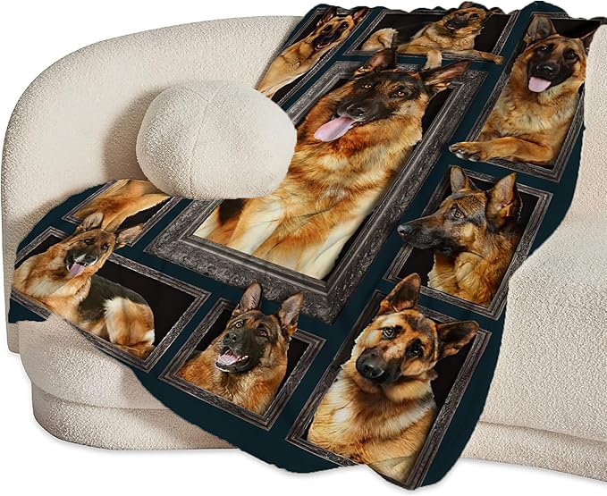 German Shepherd Dog Blanket - Cute Gifts & Decor, Soft Warm Cozy Fleece Throw for Girls, Women, Kids & Adults, 50"x40"