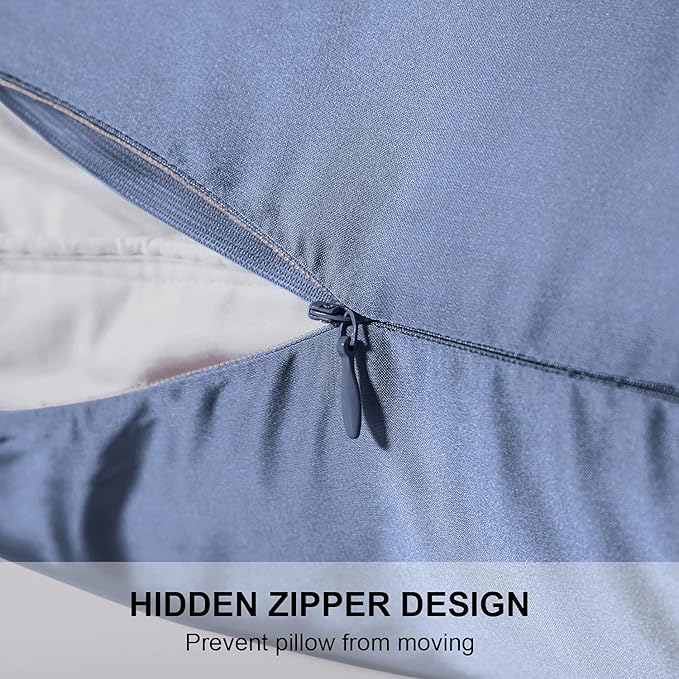 Mulberry Silk Pillowcase for Hair and Skin,Standard Size Cooling Silk Pillow Case with Hidden Zipper,Allergen Proof Dual Sides Soft Breathable Smooth Silk Pillow Cover for Women(Standard,Grayish Blue)