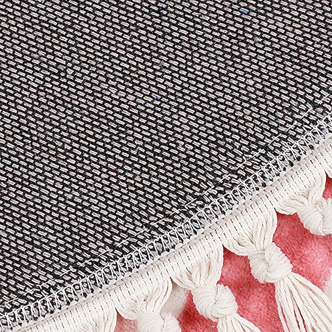 Rainbow Tassels Soft Area Rug for Girls Kids Room Washable Artificial Wool Bedroom Living Room, Kid Round Carpet Rainbow Pattern, Non-Slip Indoor Floor Carpet Home Decor, 4 Feet