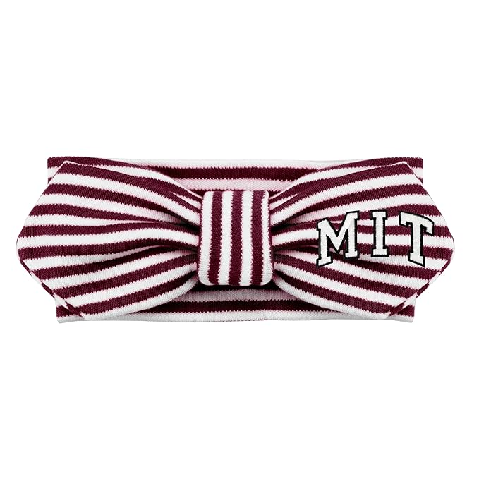 Creative Knitwear MIT Engineers Infant Girls Maroon/White Striped Hair Knot Headband Embroidered Logo - Size Newborn - 4T