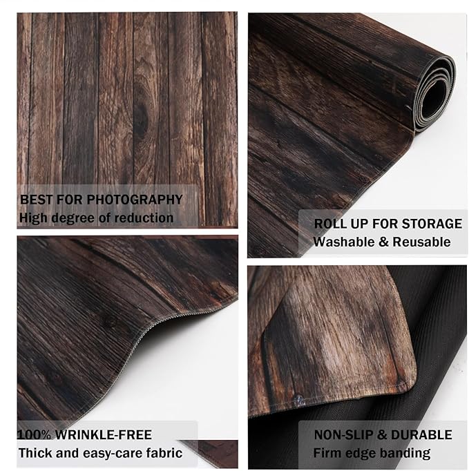 Kate Photography Floor Mats Brown Wooden Backdropn Wall Rubber Floor Mat Newborn Photography Props for Professional Photographers Studio 5x4ft