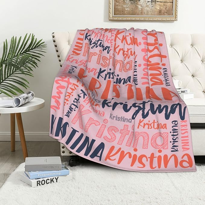 Dr.TOUGH Personalized Blankets with Name Customized Baby Blankets for Girls Boys Adults Monogrammed Blankets and Throws Christmas Birthday Mothers Fathers Valentines Day Gift (Pink,60''×80'')