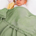Baby Knit Blanket Soft Breathable Cotton Scallop Border Blankets Newborn Knitted Blanket Swaddle Blankets Gifts for Baby Newborn Toddler Shower Boy Girl New Mom Birthday Christmas SG 30x30