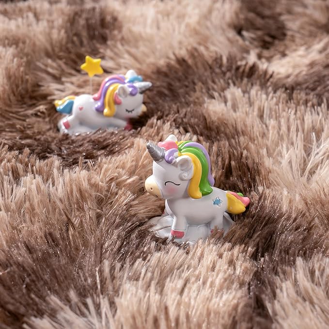 5x7 Shag Area Rug - Fluffy Fuzzy Nursery Kids Girls Room Rug - Soft Plush Furry Bedside Carpet - Tie-Dyed Brown
