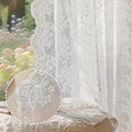 Anmao Vintage White Lace Curtains 108 Inches Long 2 Panels, Romantic Elegant Light Filtering Semi Sheer Floral Thick Lacy Curtain Drapes for Living Room and Bedroom, Each Panel 55W x 108L, Off White