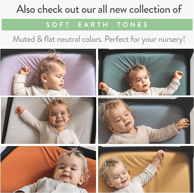 Pack and Play Sheets Fitted – Compatible with Graco Pack n Play Playard Crib and Other 27 x 39 Inch Playpen Mattress – Snuggly Soft 100% Jersey Cotton – Beige + Rusty Brown – 2 Pack