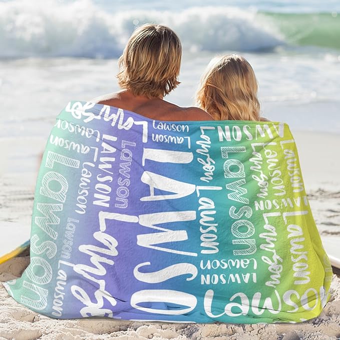 Dr.TOUGH Personalized Blankets with Name Customized Baby Blankets for Girls Boys Adults Monogrammed Blankets and Throws Christmas Birthday Mothers Valentines Day Gift (Z-Colorful 03, 50''×60'')