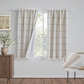 MYSKY HOME 100% Blackout Plaid Farmhouse Linen Curtains 54 Inch Long 2 Panels Set for Small Window Double Layer Windowpane Drapes Thermal Insulated Privacy Protection Rod Pocket Back Tab, 52"W, Brown