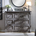 Farmhouse 6 Drawers Dresser for Bedroom, 48" Wide Large Dressers & Chests of Drawers w/Roman Column, Storage Dressers Organizer for Bedroom, Hallway, Living Room, Light Grey