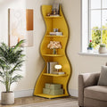 Tribesigns Wavy Corner Shelf, Modern 5-Tier Bookshelf Bookcase with Curvy Shape, Unique Plant Stand Display Rack for Living Room Small Space (Yellow)