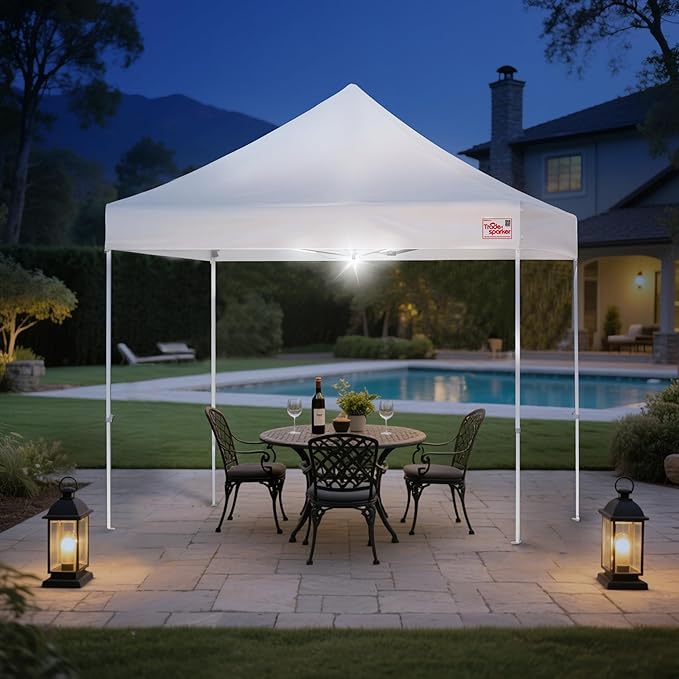 Tradesparker 10x15 Pop Up Canopy Tent,Commercial Movable Canopy with ApexCore LED & Rugged Casters-Instant Easy Setup Shelter Canopies with Weight Bags & Stakes for Oudoor Events Markets Vendors,Black