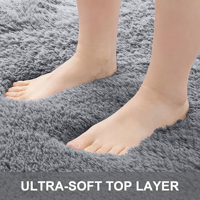OLANLY 5x8 Machine Washable Large Area Rugs for Living Room, Bedroom, Soft Fluffy Shaggy Bedside Rug, Indoor Floor Carpet for Kids Girls and Boys, Dorms, Nursery, Home Decor Aesthetic, Light Grey