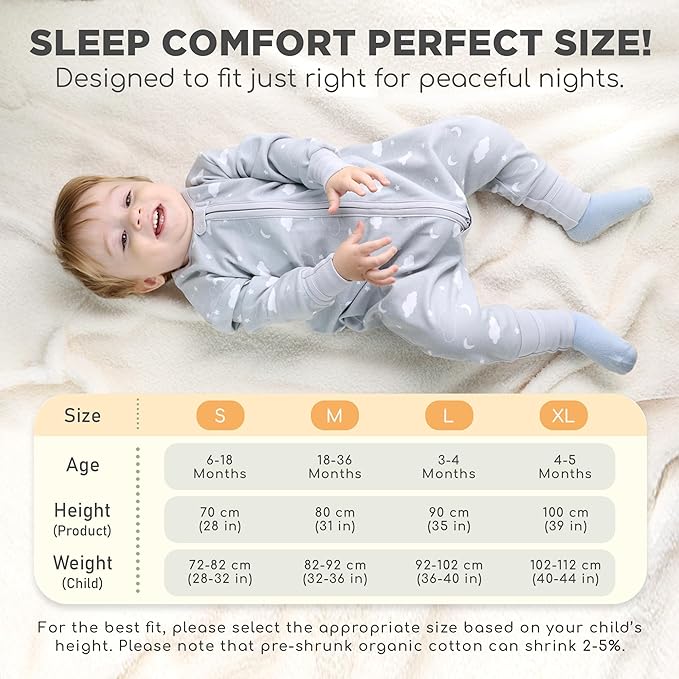 Mama Cheetah Toddler Sleep Sack with Feet, Long Sleeve 0.5 TOG Organic Cotton Baby Sleeping Bag with Legs, Wearable Blanket for Walkers w/ 2-Way Zipper, Toddler Blanket for Girls & Boys 2T