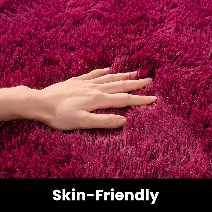 2x4 Rug - Non-Slip Runner for Living Room - Height Pile 1.4" Plush Rug - Throw Rugs Carpet for Bedroom - Burgundy