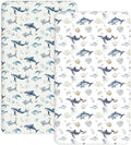 Crib Sheets for Boys and Girls, 2 Pack Fitted Baby Sheets for Standard Toddler Mattress 28" x 52", Soft Breathable Jersey Knit Baby Bedding (Aquatic Adventures)