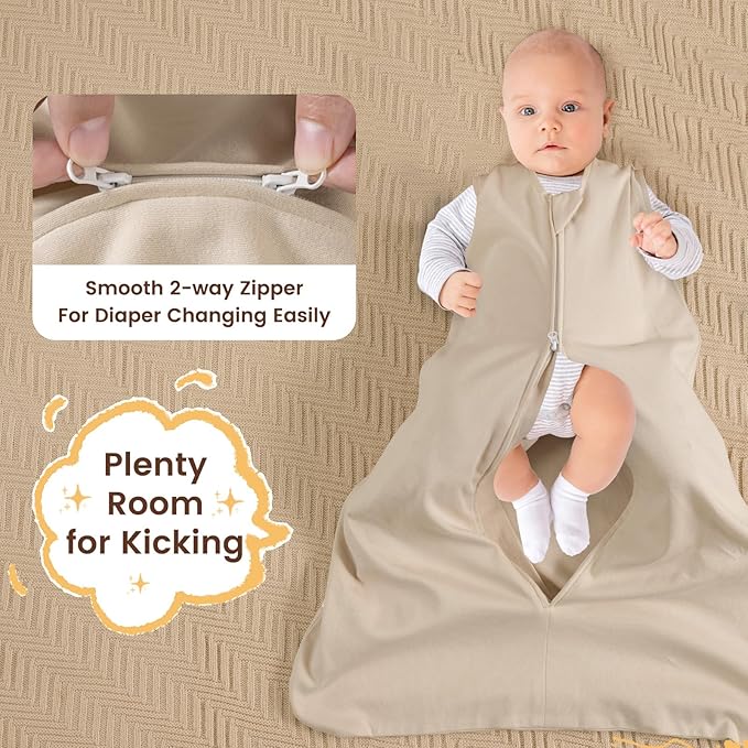 PHF Soft Baby Sleep Sack 18-24 Months 100% Organic Cotton Wearable Blanket, 2-Way Zipper 0.5 TOG Toddler Sleeping Sack 3 Pack, Comfy Sleep Bag for Baby Boys Girls, Pets Dogs (X-Large)
