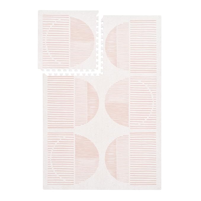PopsyKosy Premium Baby Floor Play Mat - Extra Thick & Cushioned 1 inch Playroom Foam Mat, Non-Toxic Odorless - 6 Tiles - Spacious 6x4 ft. - Stylish & Large, Waterproof for Kids & Toddlers - Cream Pink