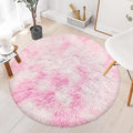 Pink Round Rugs for Bedroom, 3' Circle Area Rugs for Living Room, Tie Dye Colorful Soft and Fluffy Shaggy Carpet for Girls Boys Room Nursery Baby Playroom Unicorn Home Decor Aesthetic, Washable