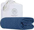 Threadmill Luxury Cotton Blankets for Queen Size Bed | All-Season 100% Cotton Queen Size Blanket | Criss Cross Cozy Lightweight, Soft Breathable Coverlet fits Full Size Bed, 90x92 | Folkstone Blue