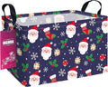 Rectangular Christmas Storage Basket Fabric Organizer Bin for Toys,Books,Clothes,Gifts,Pets-Perfect for Home,Office,Nursery,Dorm,Shelf(Rec-Christmas gift basket)