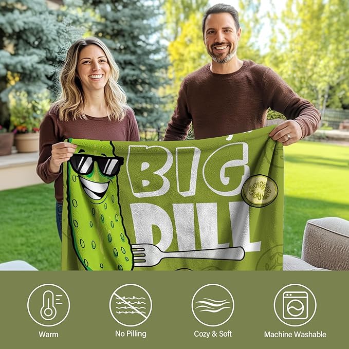 Pickle Throw Blanket, Cute Green Pickles Theme Gifts, Pickle Gifts for Christmas Thanksgiving Birthday, Funny Blankets for Adult Teens Pickles Lovers, Flannel Blanket on Sofa Couch 50"x 60"