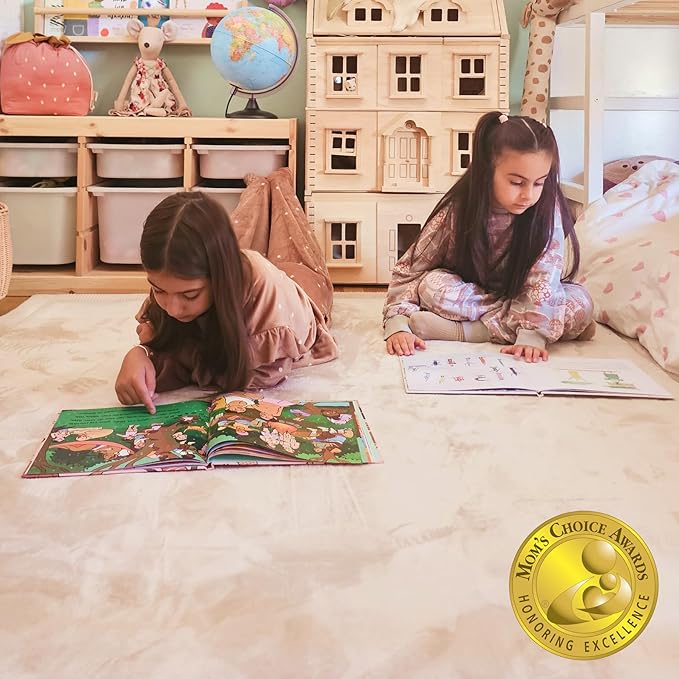 Premium Baby Playmat for Floor 80" x 110" Beige – Cloudsoft Coral Velvet Memory Foam Rug for Crawling – Non-Slip, Water-Resistant, Non-Toxic, Easy-Care Muscle Mat – Thick Play Mat for Baby