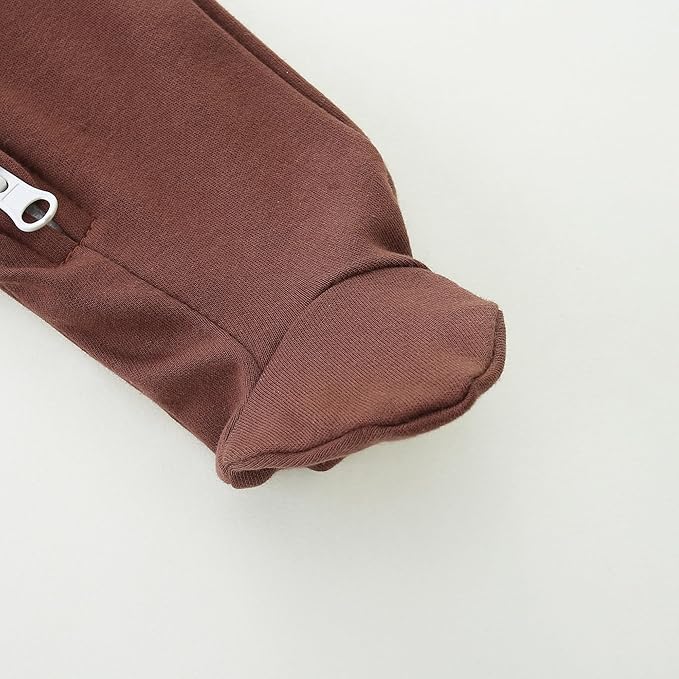 Baby Romper 100% Organic Cotton Pajamas One Piece Long Sleeve Zipper Footie Onesie for 0~12M Baby