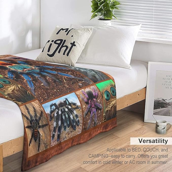 Tarantula Spider Blanket Gifts for Tarantula Lovers Tarantula Throw Blanket for Men Women Kids Adults Soft Warm Cozy Fleece Blanket for Couch Sofa Bed 50"x60"